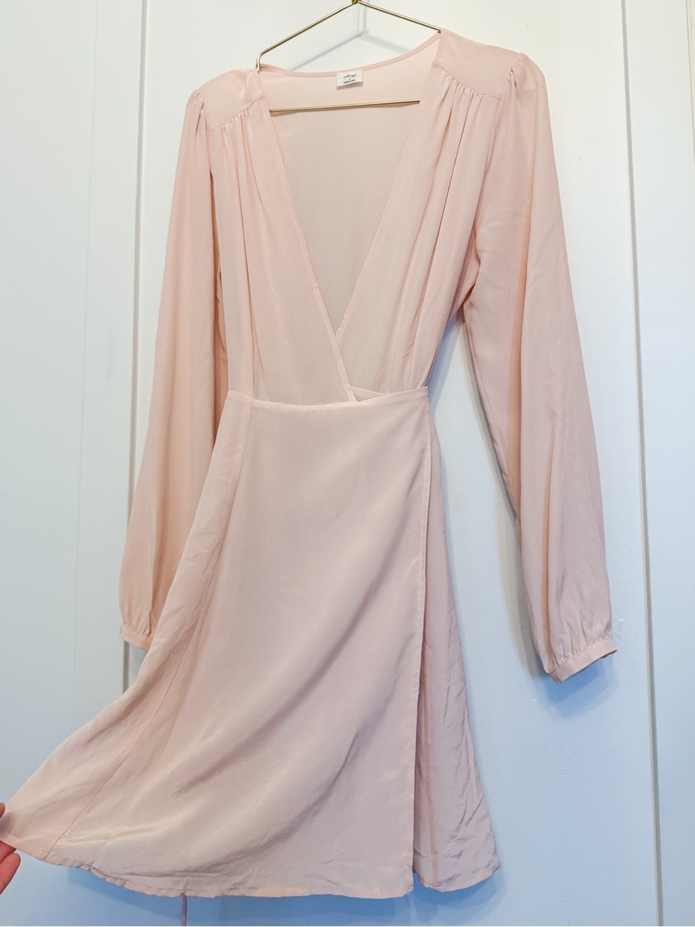 Wilfred Blush Pink Long Sleeve Wrap Mini Dress